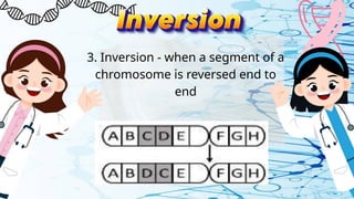 3. Inversion - when a segment of a
chromosome is reversed end to
end
 