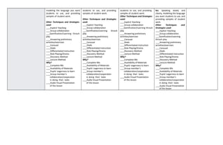 modeling the language you want
students to use, and providing
samples of student work.
Other Techniques and Strategies
used:
Explicit Teaching
Group collaboration
Gamification/Learning throuh
play
Answering preliminary
activities/exercises
Carousel
Diads
Differentiated Instruction
Role Playing/Drama
Discovery Method
Lecture Method
Why?
Complete IMs
Availability of Materials
Pupils’ eagerness to learn
Group member’s
collaboration/cooperation
in doing their tasks
Audio Visual Presentation
of the lesson
students to use, and providing
samples of student work.
Other Techniques and Strategies
used:
Explicit Teaching
Group collaboration
Gamification/Learning throuh
play
Answering preliminary
activities/exercises
Carousel
Diads
Differentiated Instruction
Role Playing/Drama
Discovery Method
Lecture Method
Why?
Complete IMs
Availability of Materials
Pupils’ eagerness to learn
Group member’s
collaboration/cooperation
in doing their tasks
Audio Visual Presentation
of the lesson
students to use, and providing
samples of student work.
Other Techniques and Strategies
used:
Explicit Teaching
Group collaboration
Gamification/Learning throuh
play
Answering preliminary
activities/exercises
Carousel
Diads
Differentiated Instruction
Role Playing/Drama
Discovery Method
Lecture Method
Why?
Complete IMs
Availability of Materials
Pupils’ eagerness to learn
Group member’s
collaboration/cooperation
in doing their tasks
Audio Visual Presentation
of the lesson
les: Speaking slowly and
clearly, modeling the language
you want students to use, and
providing samples of student
work.
Other Techniques and
Strategies used:
Explicit Teaching
Group collaboration
Gamification/Learning
throuh play
Answering preliminary
activities/exercises
Carousel
Diads
Differentiated Instruction
Role Playing/Drama
Discovery Method
Lecture Method
Why?
Complete IMs
Availability of Materials
Pupils’ eagerness to learn
Group member’s
collaboration/cooperation
in doing their tasks
Audio Visual Presentation
of the lesson
 
