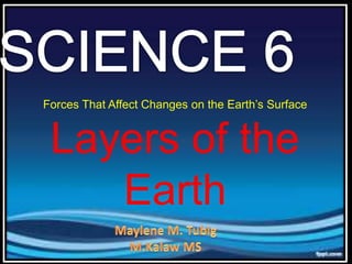 Forces That Affect Changes on the Earth’s Surface
Layers of the
Earth
 