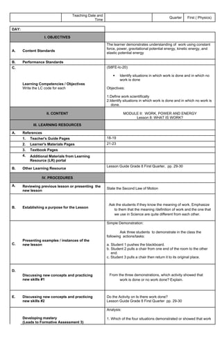 SCIENCE 8 DAILY LESSON LOG QUARTER 1 WEEK 4 | DOCX
