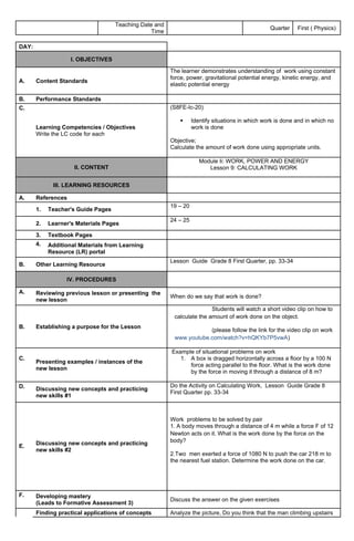 SCIENCE 8 DAILY LESSON LOG QUARTER 1 WEEK 4 | DOCX