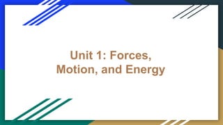 Unit 1: Forces,
Motion, and Energy
 