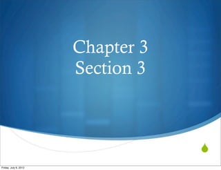 Chemistry
                           Chapter 3 - Section 3

                                           Acidic and
                                         Basic Solutions




                                                    
Wednesday, July 11, 2012
 