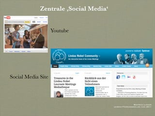 Zentrale ,Social Media‘


                    Youtube




Social Media Site



                                                        Beatrice Lugger
                                       Leibniz Führungskolleg Juni 2011
 