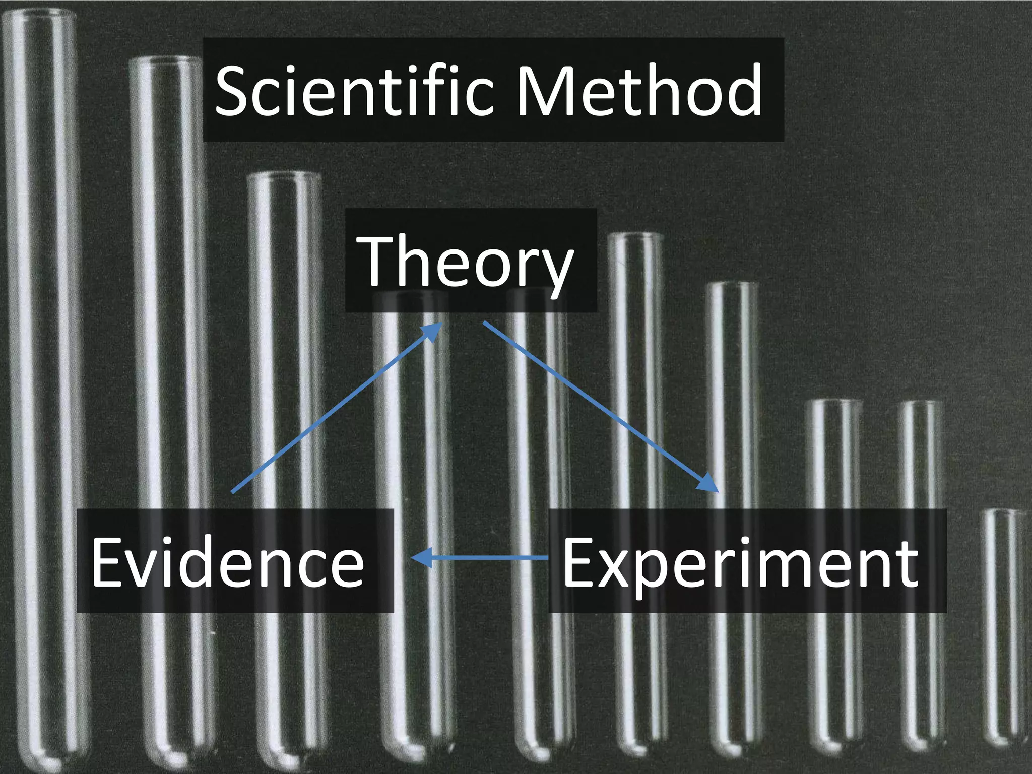 Scientific Method

       Theory


Evidence     Experiment
 
