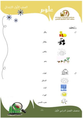)6( 
11 ( صم: - 
1( يأمل 
يتناثز 
يتىفس 
يىمى 
2( الغذاء 
المسنه 
الماء 
الهىاء 
ضىء الشمس 
 