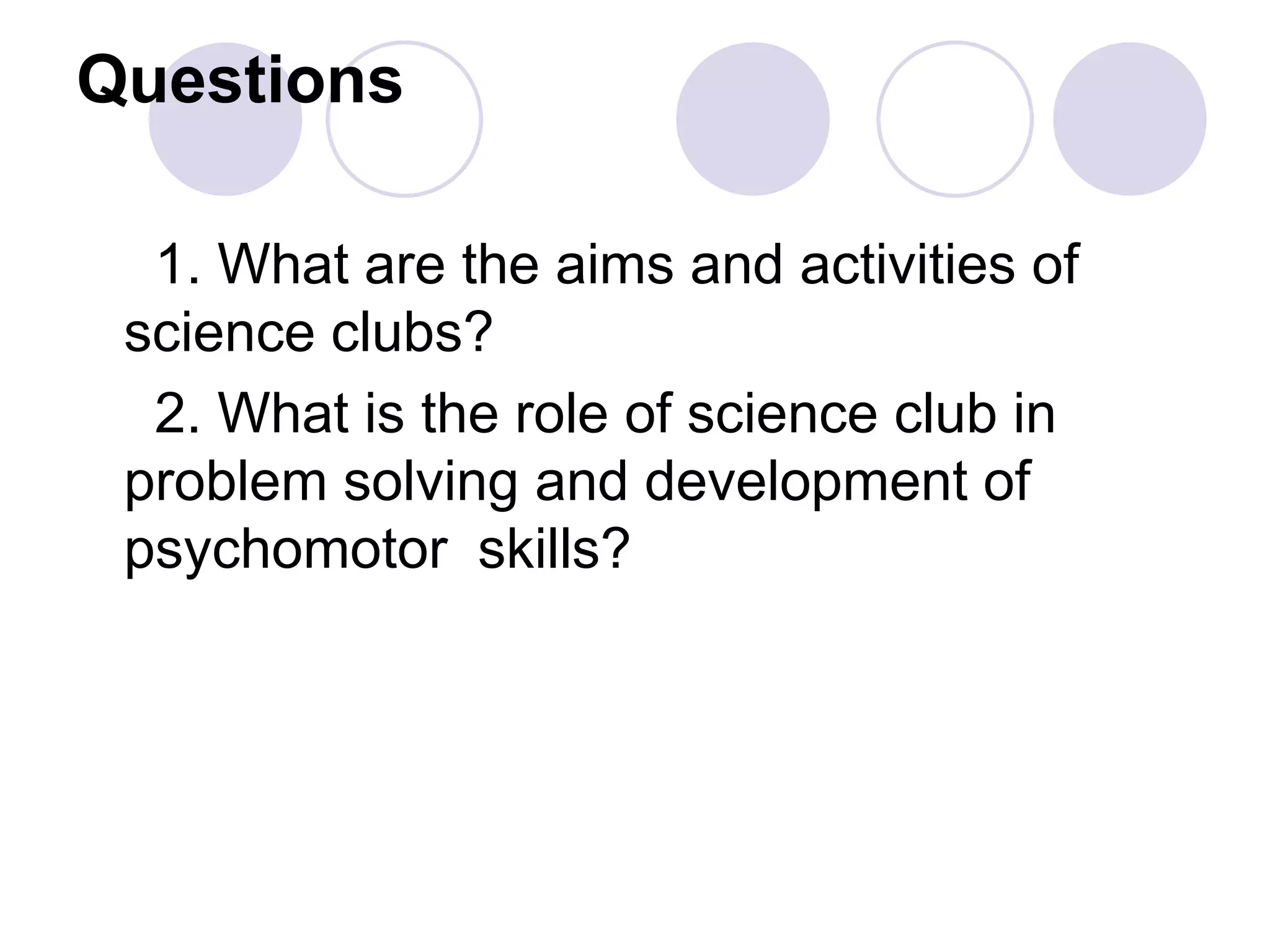Science club in schools