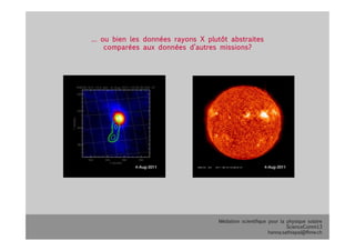 Médiation scientifique pour la physique solaire
ScienceComm13
hanna.sathiapal@fhnw.ch
… ou bien les données rayons X plutôt abstraites 
comparées aux données d’autres missions?
 
