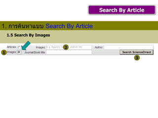 1.5   Search By Images 1.  การค้นหาแบบ  Search By Article   Search By Article 1 2 3 
