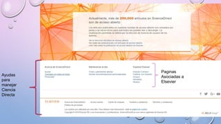 Ayudas
para
manejar
Ciencia
Directa
Paginas
Asociadas a
Elsevier
 