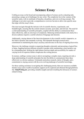 Science Essay. Writing A Science Essay : Using Science in Everyday Life ...