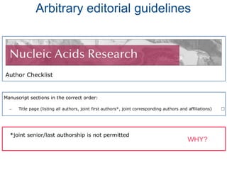 Arbitrary editorial guidelines
WHY?
 