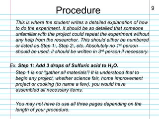 How To Write Procedures For Science Project