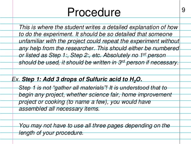 how to do procedures in a science project
