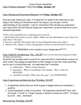 Science fair packet | DOC