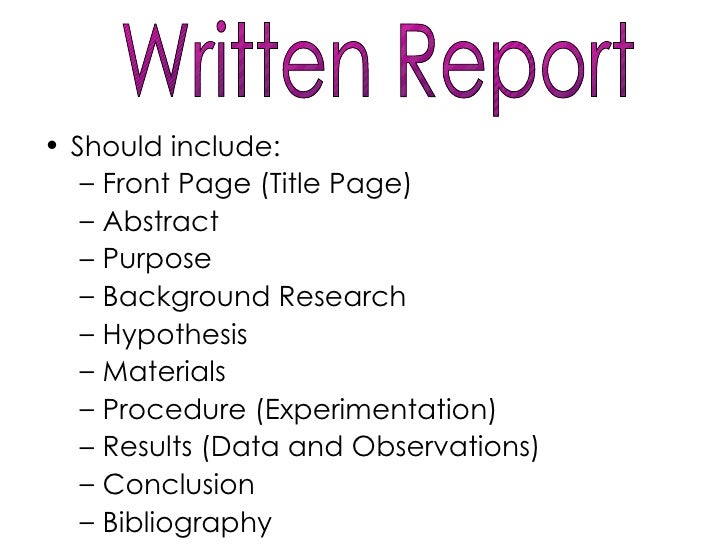 science fair report cover page