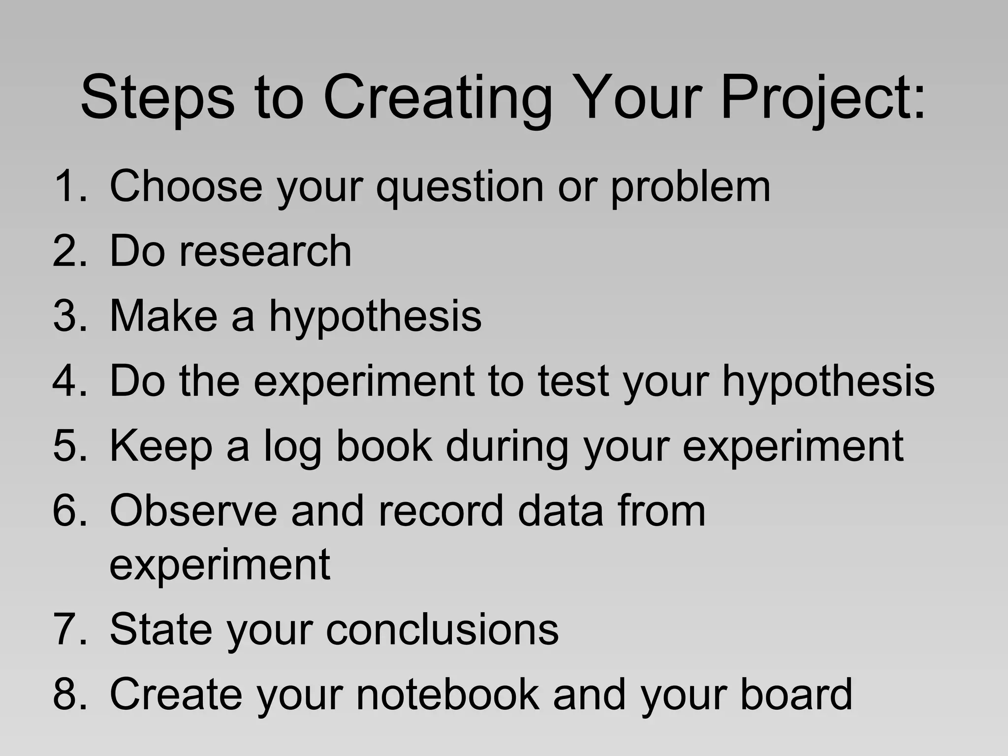 Creating a Science Fair Project | PPT