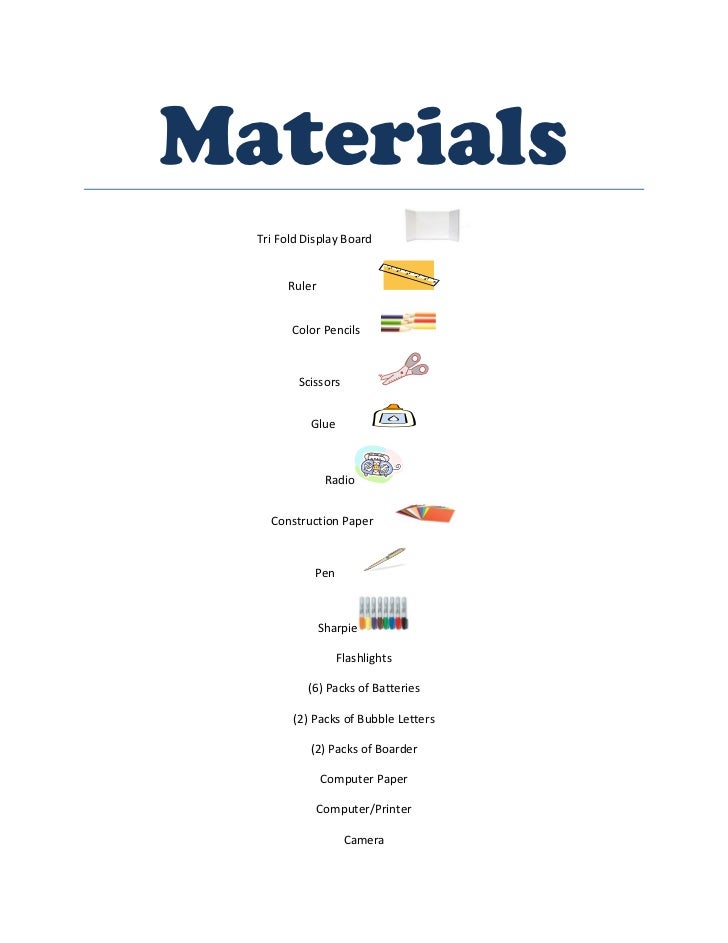 Science fair project materials