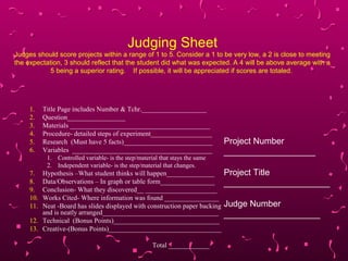 Judging Form For Informative Project Science Fair Training Slides | PPT