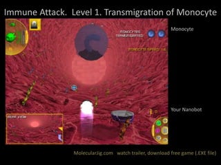 Immune Attack. Level 1. Transmigration of Monocyte
Monocyte
Your Nanobot
MolecularJig.com watch trailer, download free game (.EXE file)
 