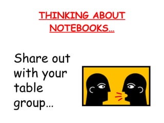THINKING ABOUT NOTEBOOKS… Share out with your  table group… 