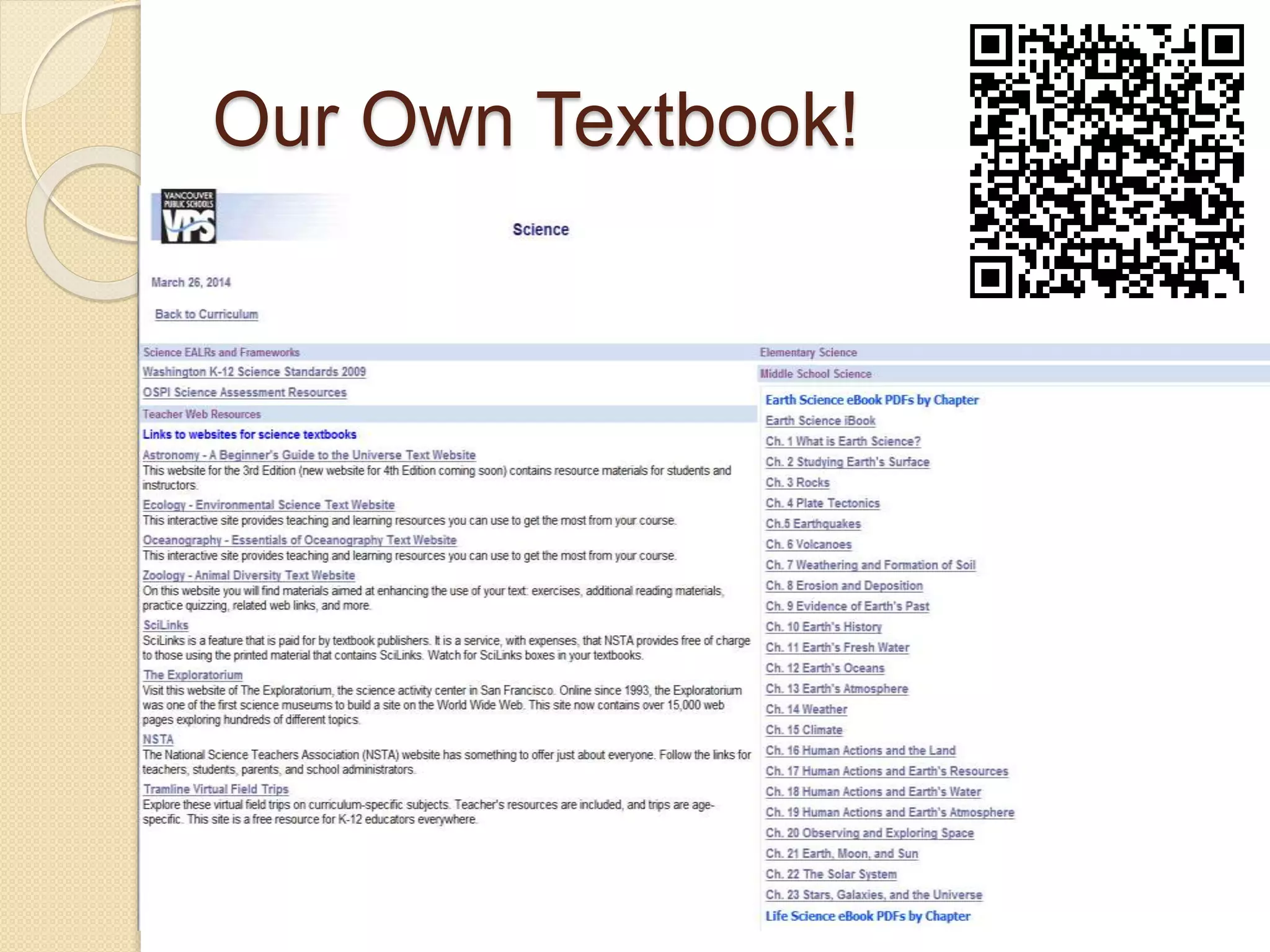 Our Own Textbook! 
 