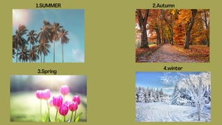 1.SUMMER 2.Autumn
3.Spring
4.winter
 