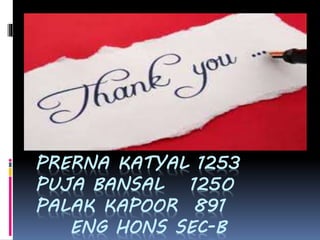 PRERNA KATYAL 1253
PUJA BANSAL 125O
PALAK KAPOOR 891
ENG HONS SEC-B
 