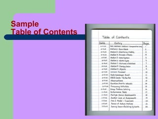 Sample  Table of Contents 