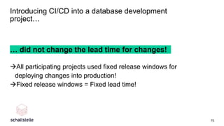 Introducing CI/CD into a database development
project…
… did not change the lead time for changes!
All participating proj...