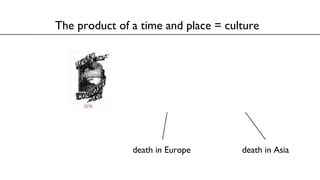 The product of a time and place = culture
death in Europe death in Asia