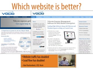 Which website is better?




   • Website tra c has doubled
   • Lead ow has doubled
   -- Noel Huelsenbeck, CEO, Vocio
 