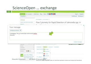 13
ScienceOpen … exchange
Alexander Grossmann APE Berlin 19 January 2015
 