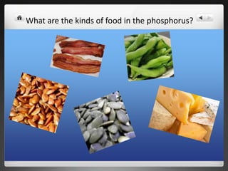What are the kinds of food in the phosphorus?
 