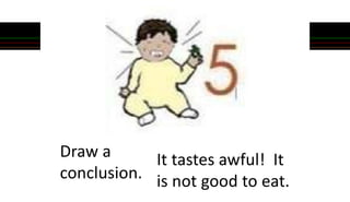 Draw a
conclusion.
It tastes awful! It
is not good to eat.
 