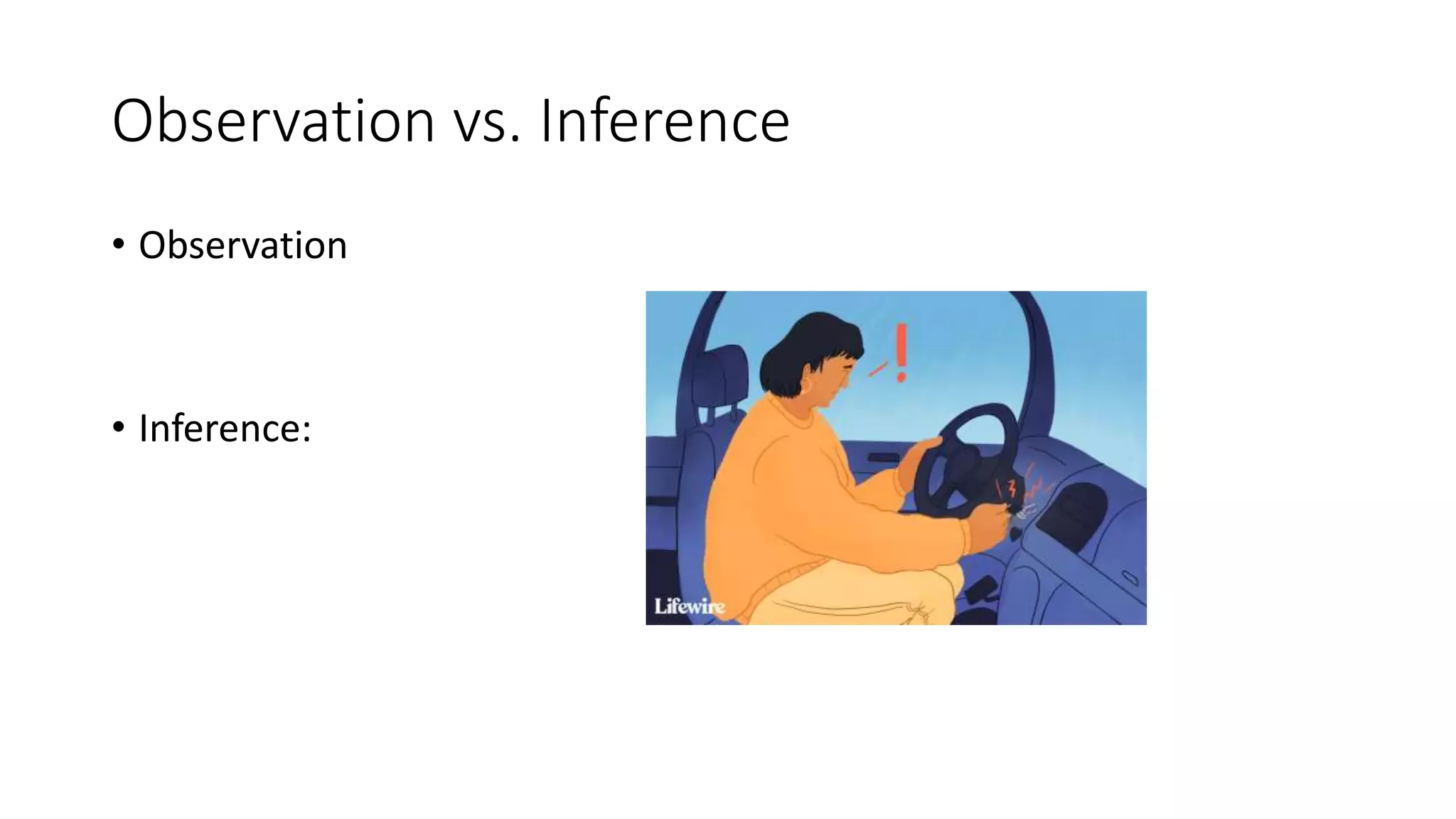 Observation vs. Inference
• Observation
• Inference:
 