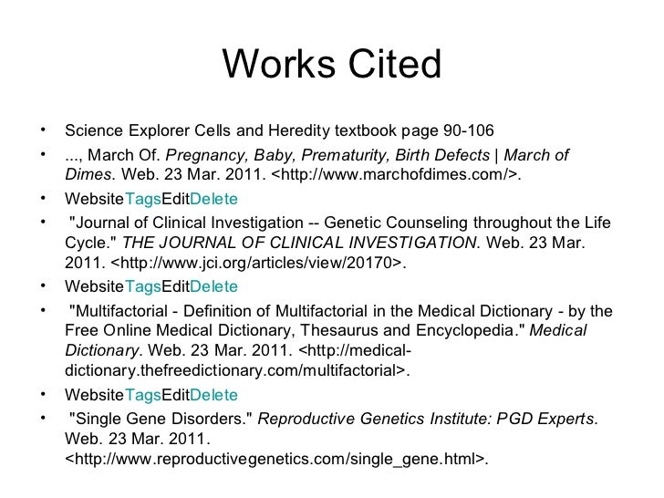 science project science works cited