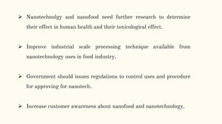 application of nanotechnology in food and dairy products | PPTX