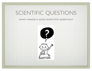 SCIENTIFIC QUESTIONS
 WHAT MAKES A GOOD SCIENTIFIC QUESTION?
 