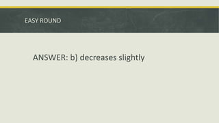 EASY ROUND
ANSWER: b) decreases slightly
 