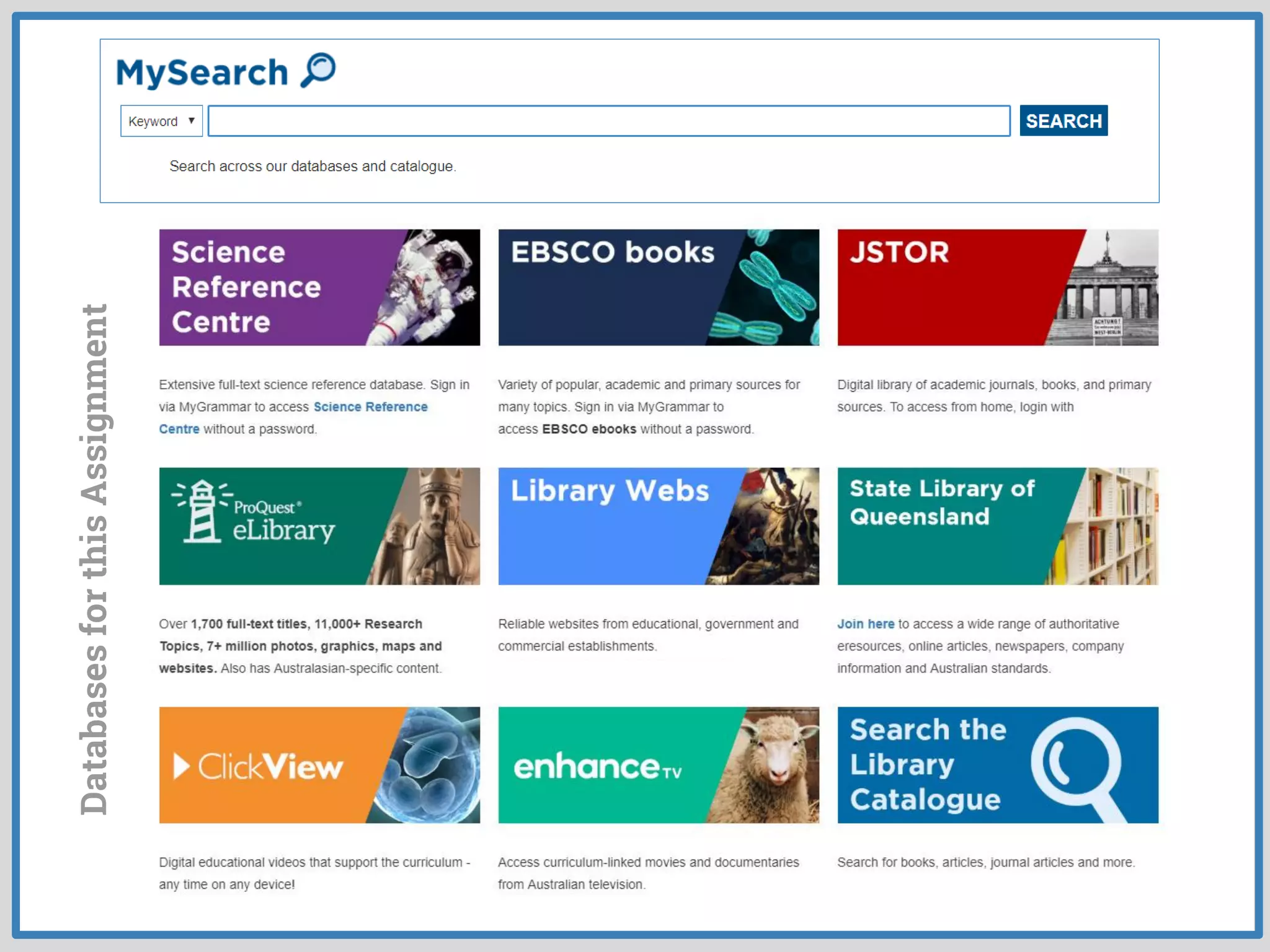 DatabasesforthisAssignment
 