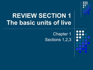 REVIEW SECTION 1 The basic units of live Chapter 1 Sections 1,2,3 