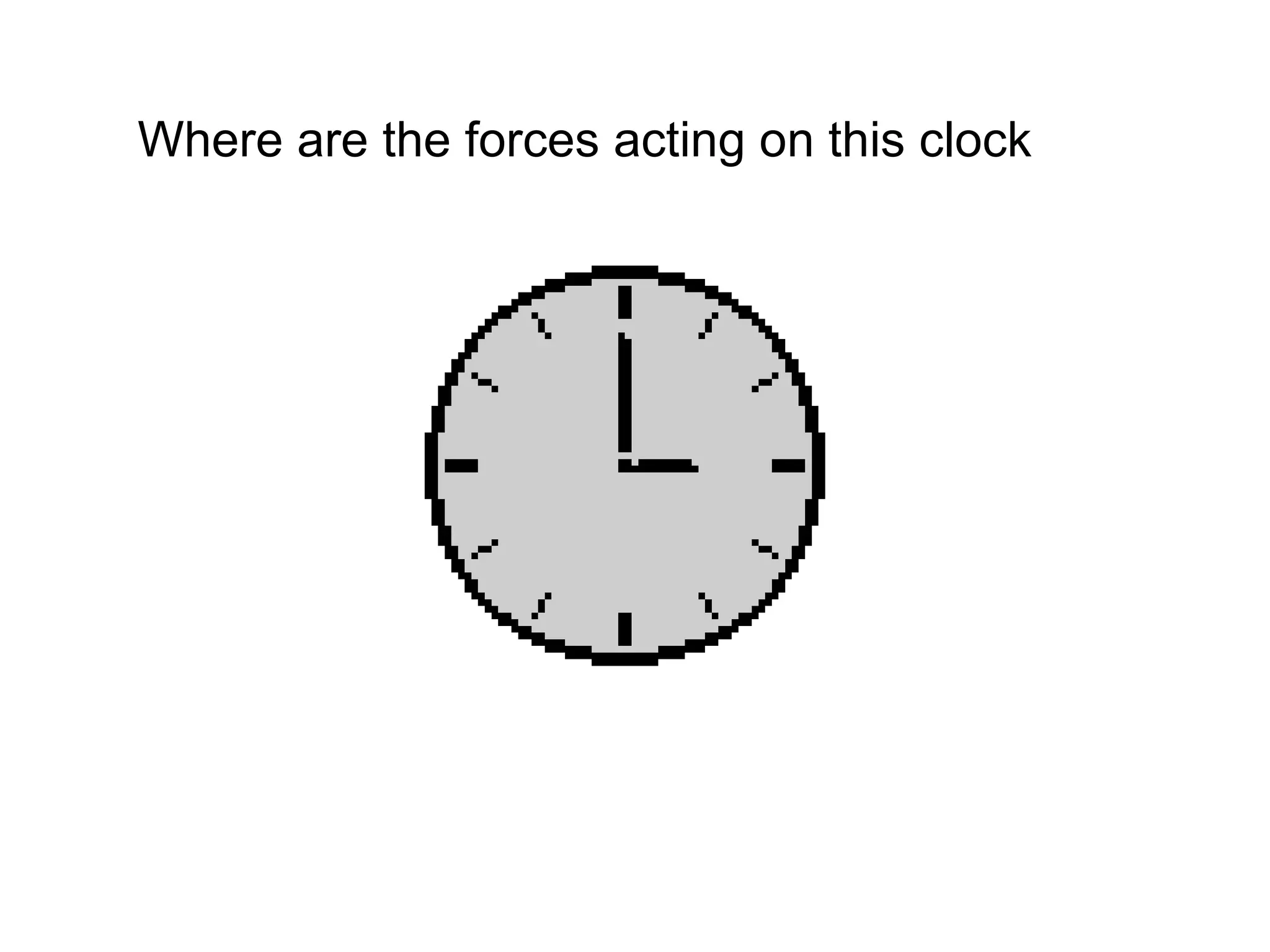Where are the forces acting on this clock  