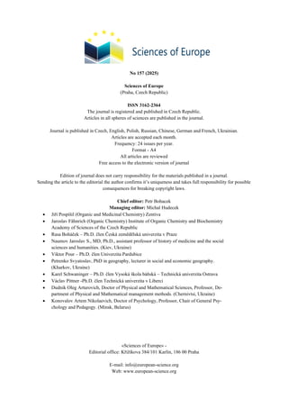 Sciences of Europe No 157 (2025) | PDF