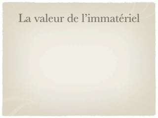 La valeur de l’immatériel
 