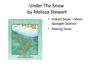 Under The Snow  by Melissa Stewart Instant Snow – Steve Spangler Science Making Snow  