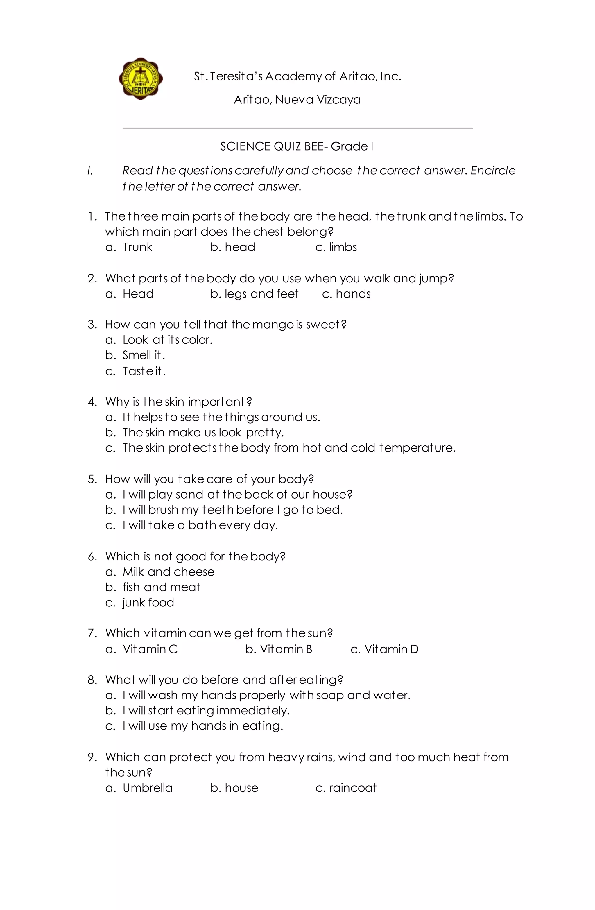 Science test | PDF
