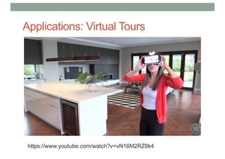 Applications: Virtual Tours
https://www.youtube.com/watch?v=vN16M2RZ8k4
 