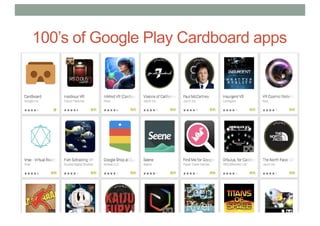 100’s of Google Play Cardboard apps
 