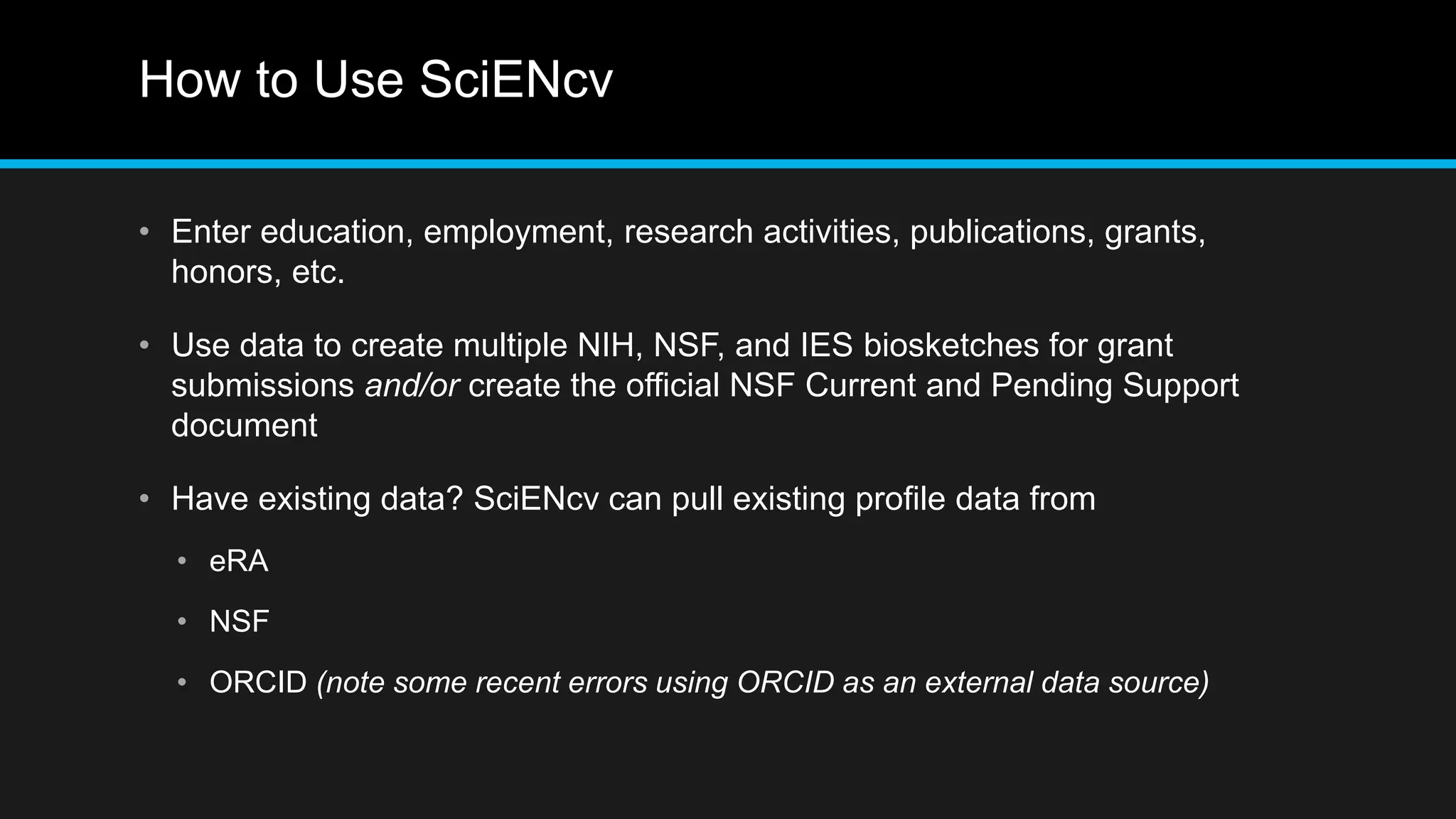 SciENcv overview | PPTX | Technology & Computing